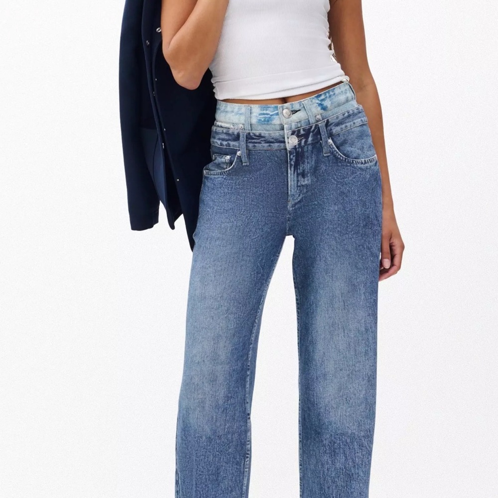rag & bone Miramar Two-Tone Blue Straight Leg Jeans